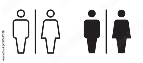 Man and woman outline and silhouette icon set