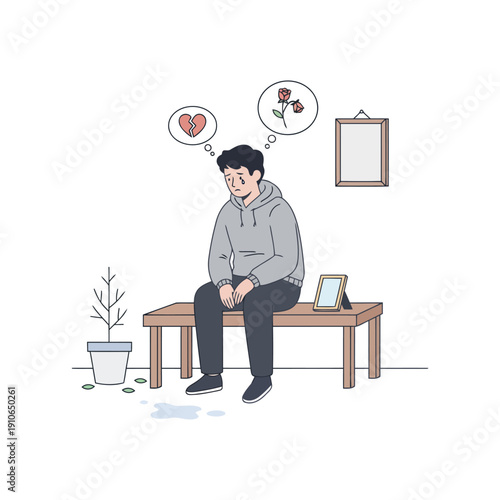 Emotional Illustration of Grief and Loneliness