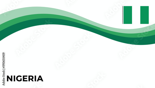 Nigeria flag wavy design with green stripes on white background.