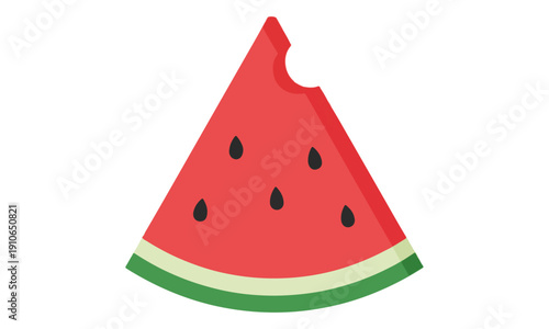 Watermelon Slice Icon with Bite Mark, Fresh Summer Fruit Vector