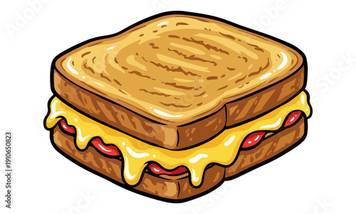 Grilled Cheese Sandwich Cartoon with Dripping Melted Cheese