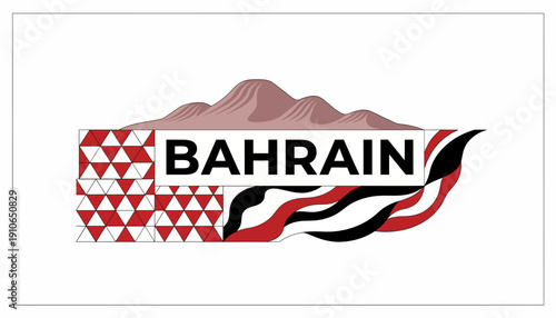 Bahrain Logo Design with Traditional Patterns and Mountains.