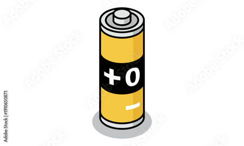 Isometric AA Battery Icon Illustration for Power and Energy