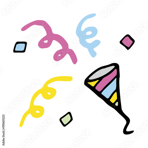 Hand drawn line art a party popper vector　パーティーのクラッカー手書きイラスト