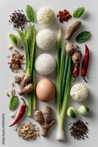 Culinary Symphony: A visually enticing assortment of fresh ingredients, artfully arranged, promising a burst of flavors and a culinary journey.