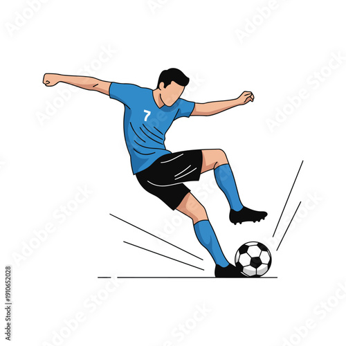 soccer player kicking ball