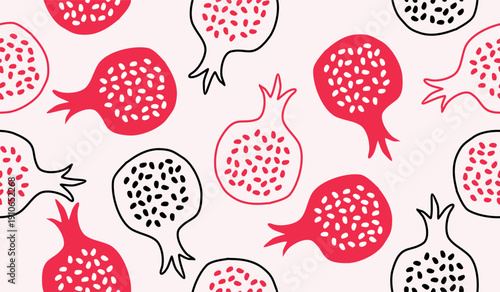Cute pomegranate fruits pattern background vector design