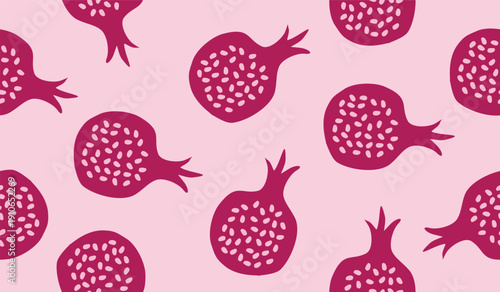 Cute pomegranate fruits pattern background vector design