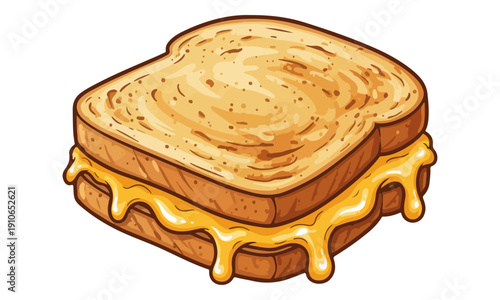 Cartoon Grilled Cheese Sandwich Isolated with Melted Cheddar Drip
