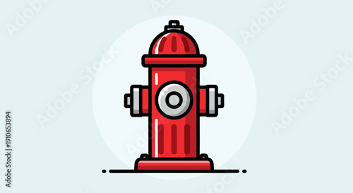 A red fire hydrant stands alone in an urban setting on a sidewalk