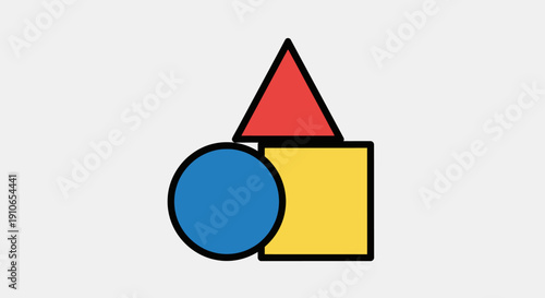 Geometric shapes illustration featuring circle, triangle, and square in a simple composition