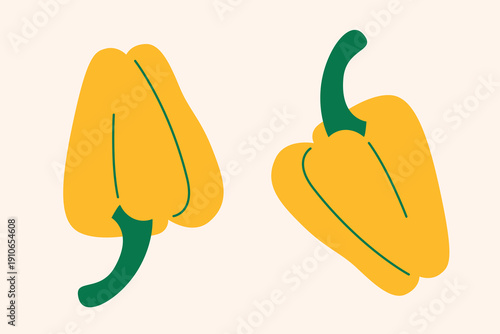 Art & Illustration Yellow Bell Pepper Vector Illustration