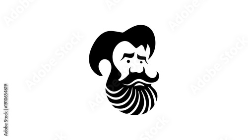 Gentle Bearded Man symbol, black isolated silhouette