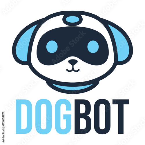dog robot flat minimalist logo design