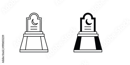 Cementery set icon with white background vector stock illustration