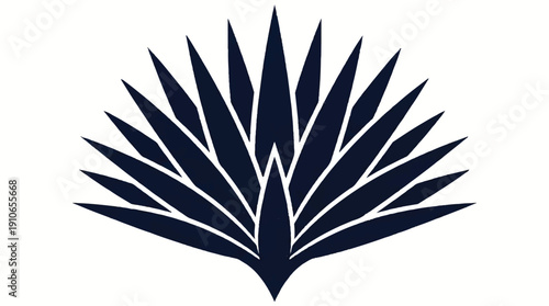 Dark blue spiky plant leaf illustration on white background