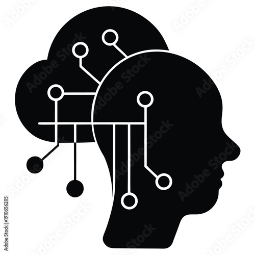 Artificial intelligence face profile with cloud computing connections