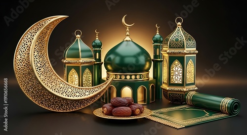 Luxury Gold 3D Ramadan Icon Set