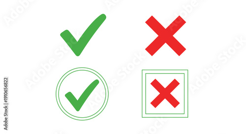 Visual representation of correct and incorrect options with checkmarks and crosses