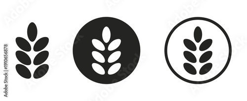 Wheat Vector Icons Set, illustrating cereal and grain symbols, agricultural and harvest graphics, farm and farming icons, bakery ingredients, organic food concepts, and professional vector