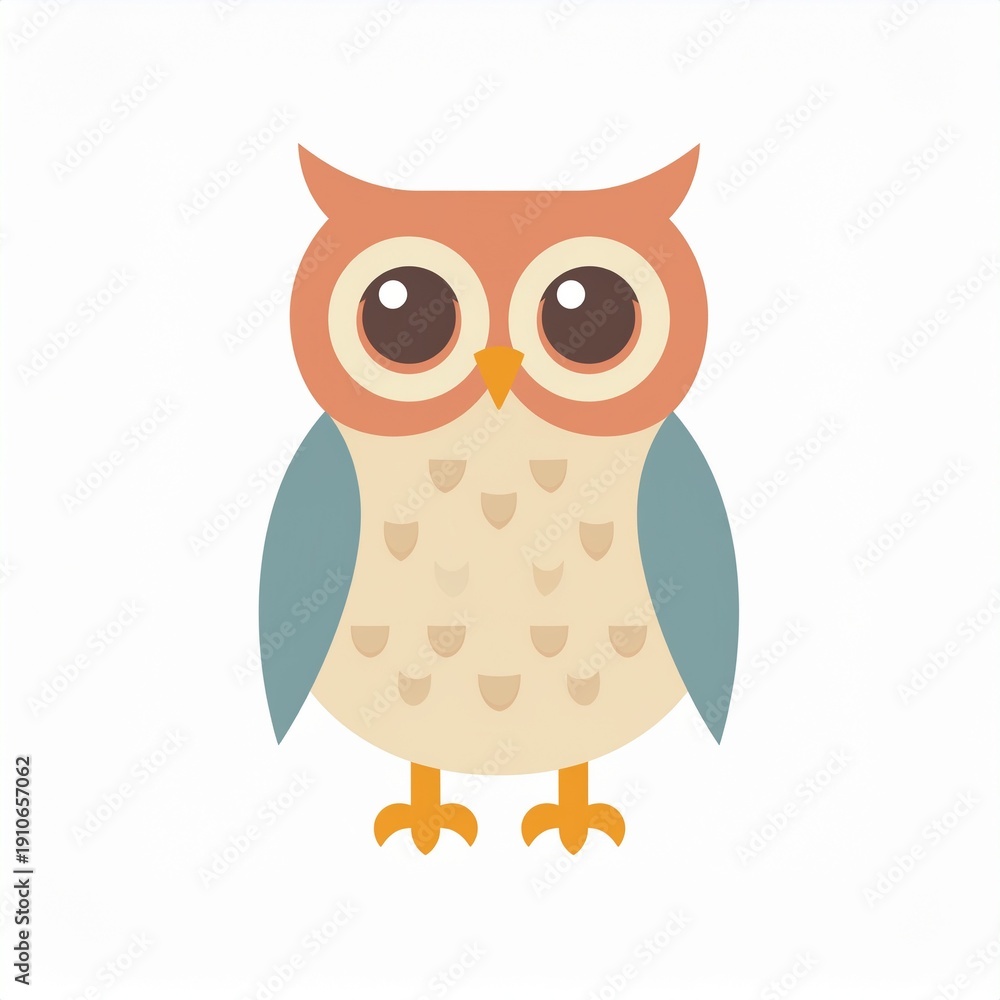 Obraz premium Flat Vector Owl Illustration Front View