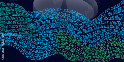 Dynamic visualization of binary code forming undulating waves, representing data flow, digital information, and technological concepts in an abstract manner.