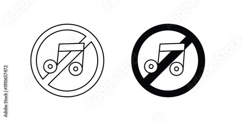 No Music set icon with white background vector stock illustration