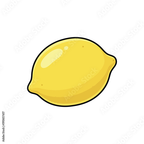 Whole ripe lemon citrus fruit illustration in flat style