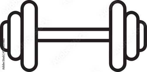 A sleek, minimalist illustration showcases a classic dumbbell.