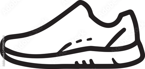 Simple outline of a sporty shoe, offering a minimal and modern feel.