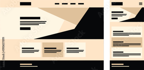 Abstract geometric website layout design showcasing responsive user interface for modern desktop and mobile digital experiences, emphasizing clean structure and adaptability