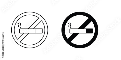 No Smoking set icon with white background vector stock illustration