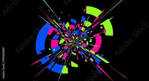 Explosion of Neon Colors and Geometric Shapes.