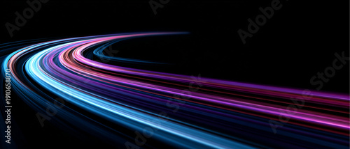 Multicolor neon light waves with swirling motion, glowing highlights and soft flickering glow vector