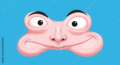 Funny distorted face with bulging cheeks and wide eyes.