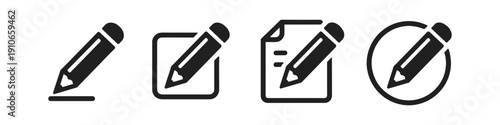 Set of four pencil icons representing writing, editing, and note-taking actions