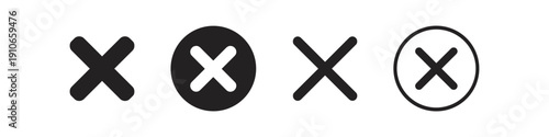 Collection of four different cross icons, representing negation, error, or closure