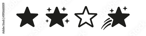Collection of four stylized stars, representing different ratings or achievements