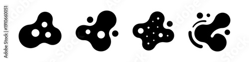 Abstract organic shapes and blobs with dots in black and white