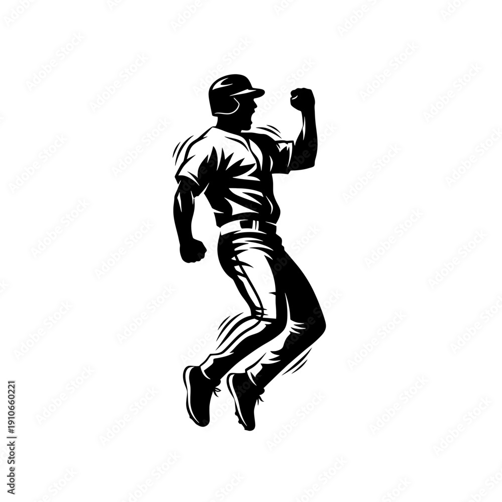 Fototapeta premium Baseball Player Celebration Silhouette Vector Illustration