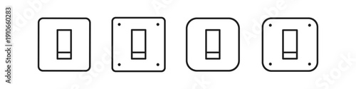 Set of four simple line art icons representing light switches in different styles