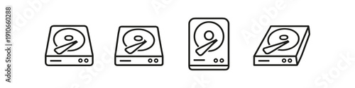 Collection of four line art icons representing internal hard disk drives