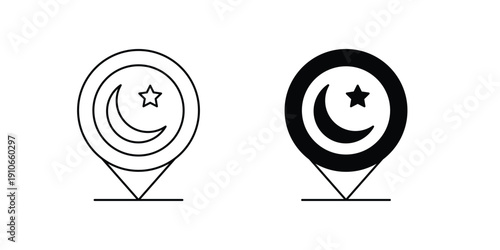 Location set icon with white background vector stock illustration