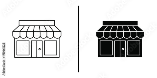 Storefront Shop Icon Vector Set for Retail Business and E-commerce Marketplace.