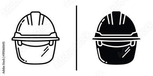 Safety Hard Hat Helmet with Face Shield Visor Vector Icon for Eye Protection.