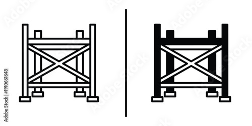 Construction Scaffolding Structure Vector Icon for Building Site and Renovation.