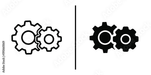 Two Interlocking Gears Vector Icon for Teamwork Collaboration and Machine Settings.