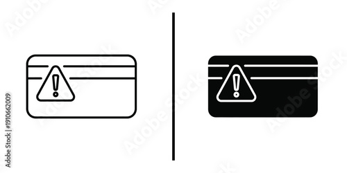 Credit Card Payment Error and Blocked Transaction Alert Vector Icon Set.