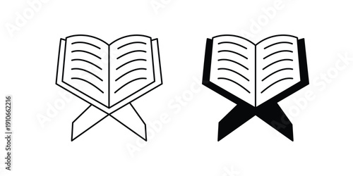 Quran set icon with white background vector stock illustration