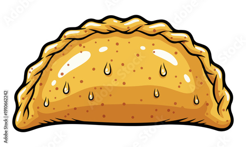 Fried Empanada Cartoon Vector Icon of Traditional Savory Pastry